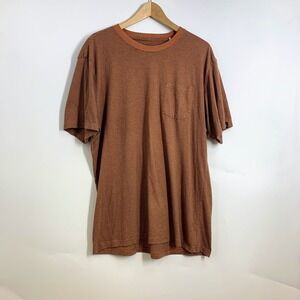 Mens Striped Pocket T‎ Shirt Casual Short Sleeve Crew Neck Brown Black